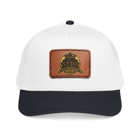 Leather Patch Baseball Cap — Vintage Outdoor Logo Mid-Profile Hat