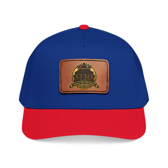 Leather Patch Baseball Cap — Vintage Outdoor Logo Mid-Profile Hat