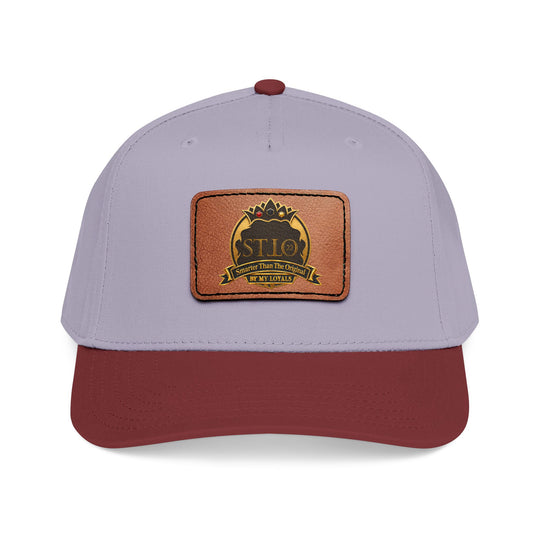 Leather Patch Baseball Cap — Vintage Outdoor Logo Mid-Profile Hat