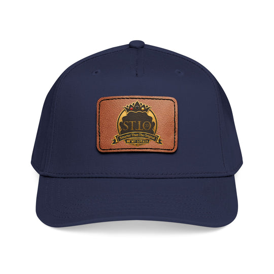 Leather Patch Baseball Cap — Vintage Outdoor Logo Mid-Profile Hat