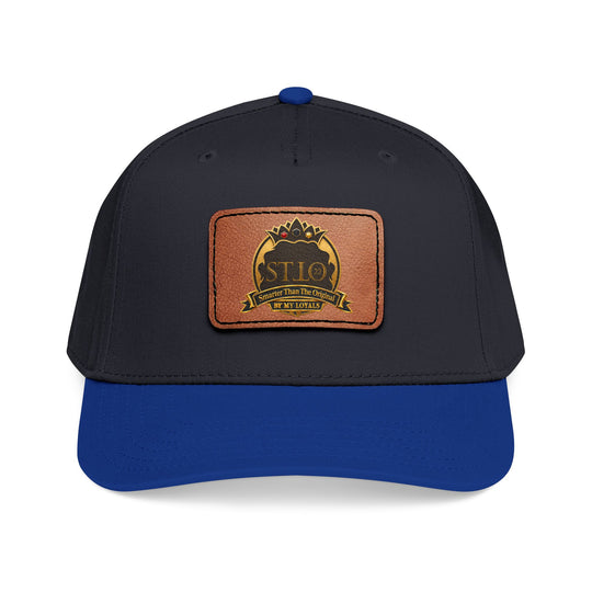 Leather Patch Baseball Cap — Vintage Outdoor Logo Mid-Profile Hat