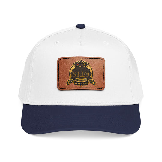 Leather Patch Baseball Cap — Vintage Outdoor Logo Mid-Profile Hat