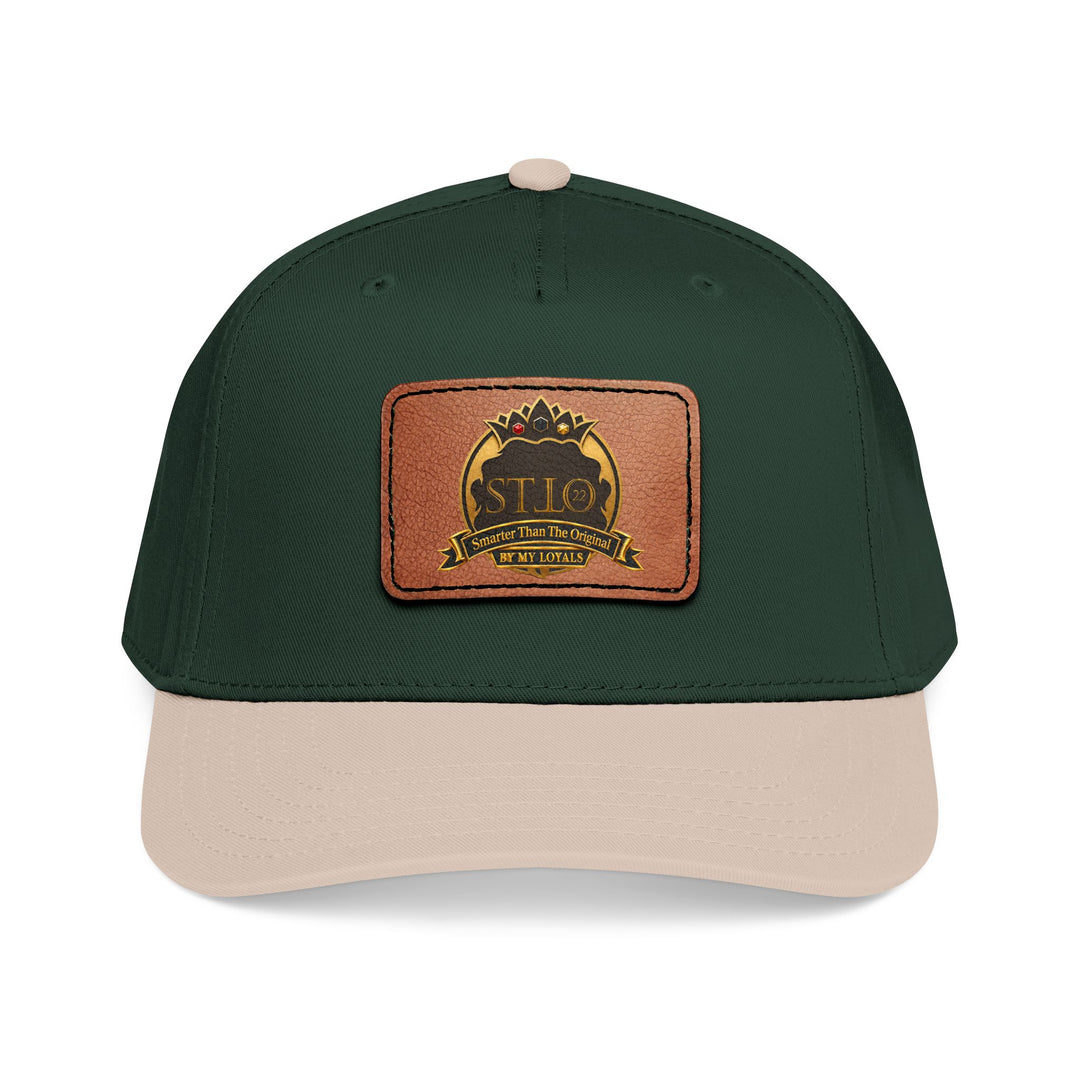 Leather Patch Baseball Cap — Vintage Outdoor Logo Mid-Profile Hat