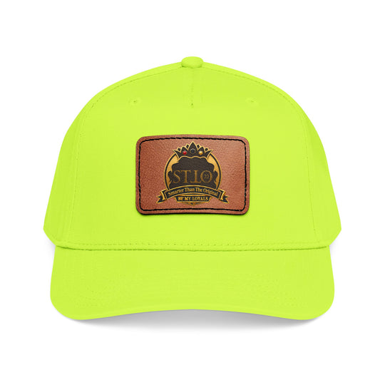 Leather Patch Baseball Cap — Vintage Outdoor Logo Mid-Profile Hat