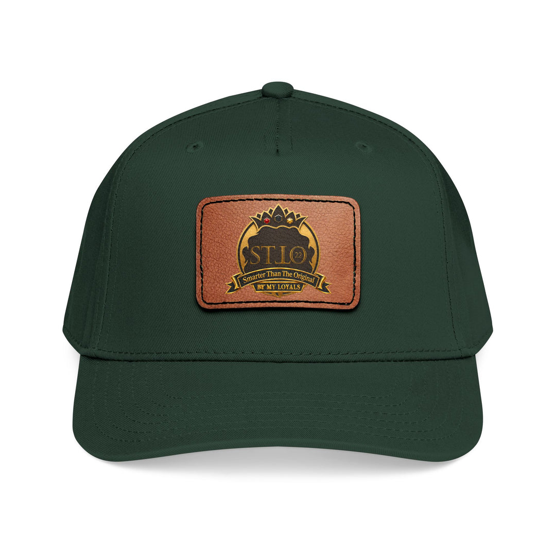 Leather Patch Baseball Cap — Vintage Outdoor Logo Mid-Profile Hat