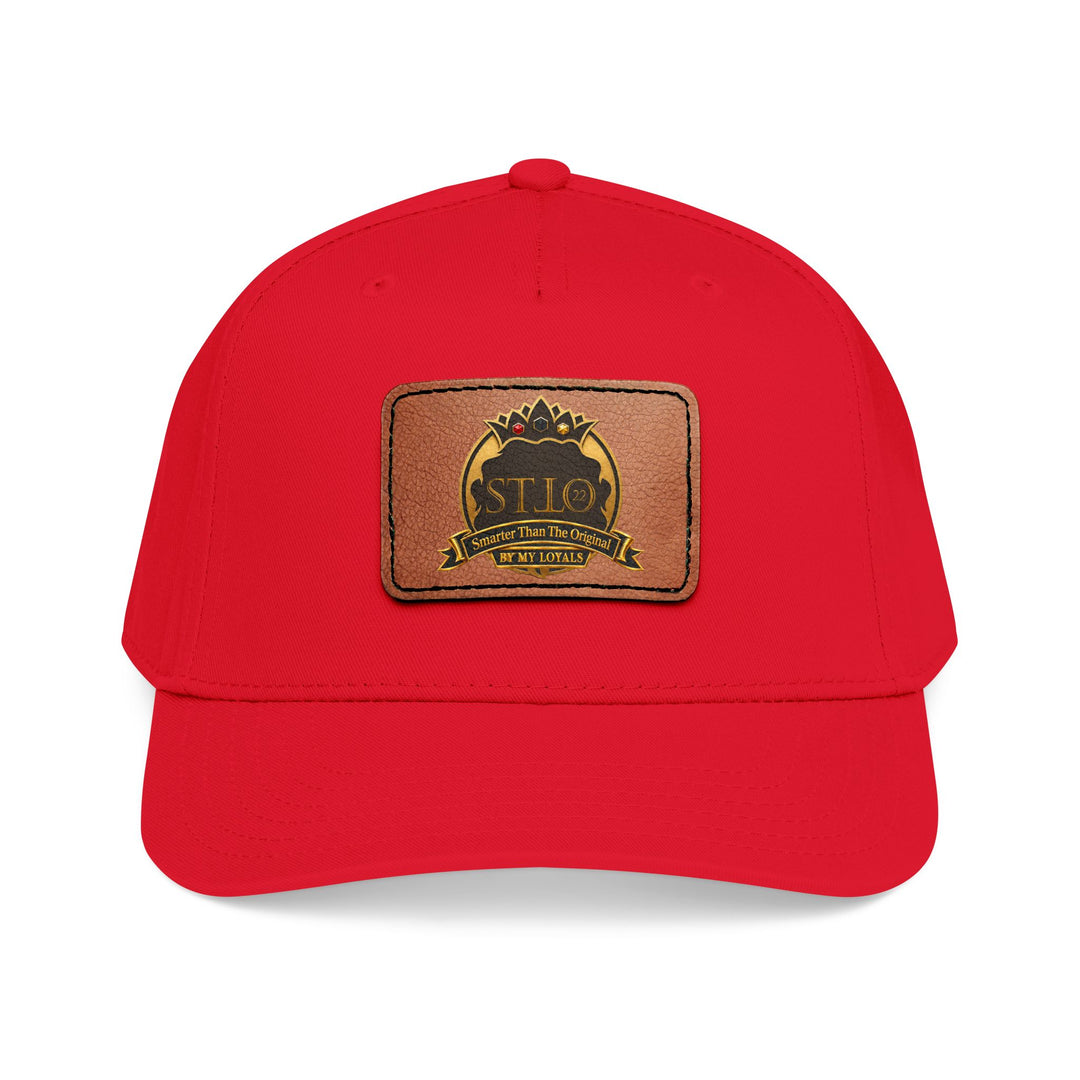 Leather Patch Baseball Cap — Vintage Outdoor Logo Mid-Profile Hat