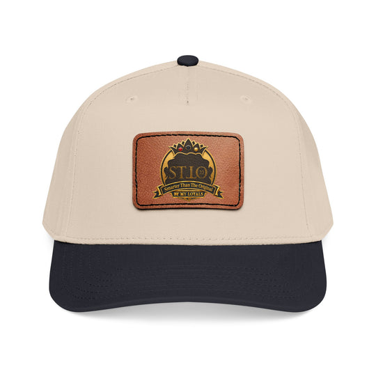 Leather Patch Baseball Cap — Vintage Outdoor Logo Mid-Profile Hat