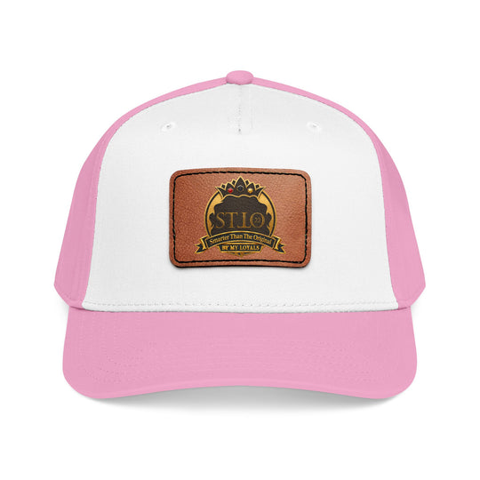 Leather Patch Baseball Cap — Vintage Outdoor Logo Mid-Profile Hat