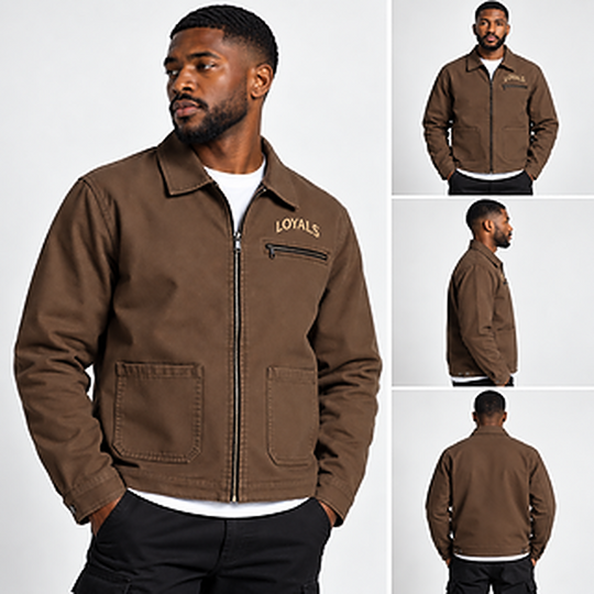 Canvas Heavy Jacket — Brown Zip Jacket