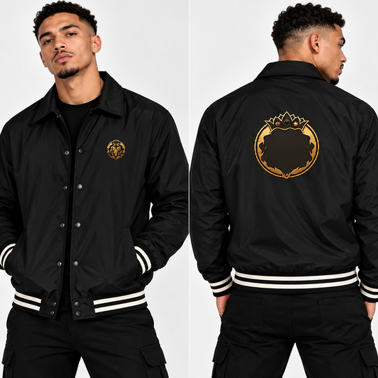 Varsity Jacket with Gold Floral Crest — Retro Collegiate Bomber