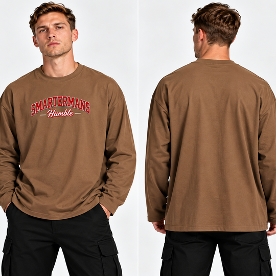 Smartermans Humble Long Sleeve Tee — Retro Collegiate Chest Logo