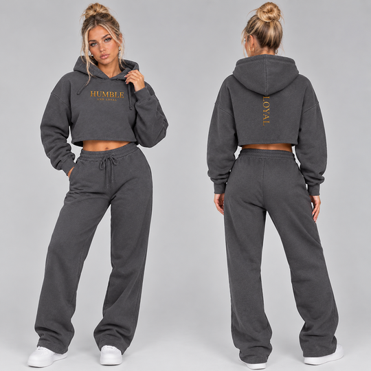 Cropped Hoodie — "Humble and Loyal" Gold-Text Cropped Hoodie