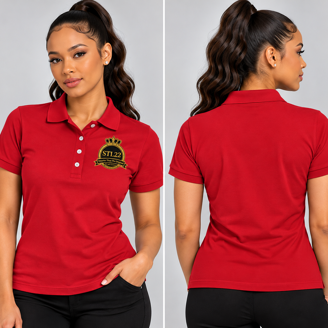 Women’s Polo Shirt — Gold Crest Logo Embroidered Tee