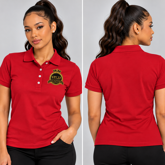 Women’s Polo Shirt — Gold Crest Logo Embroidered Tee