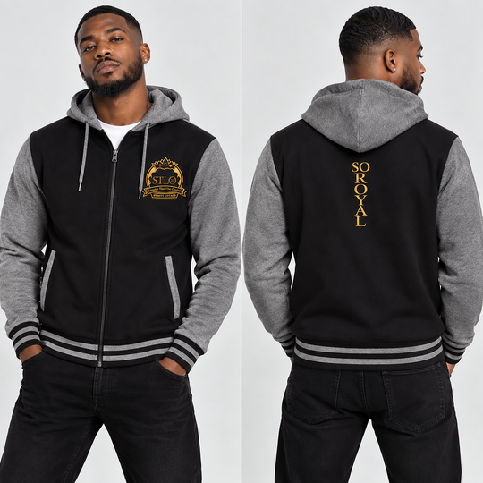 SmarterMan Zip Hoodie — 'So Royal' Gold Logo Embroidered Jacket
