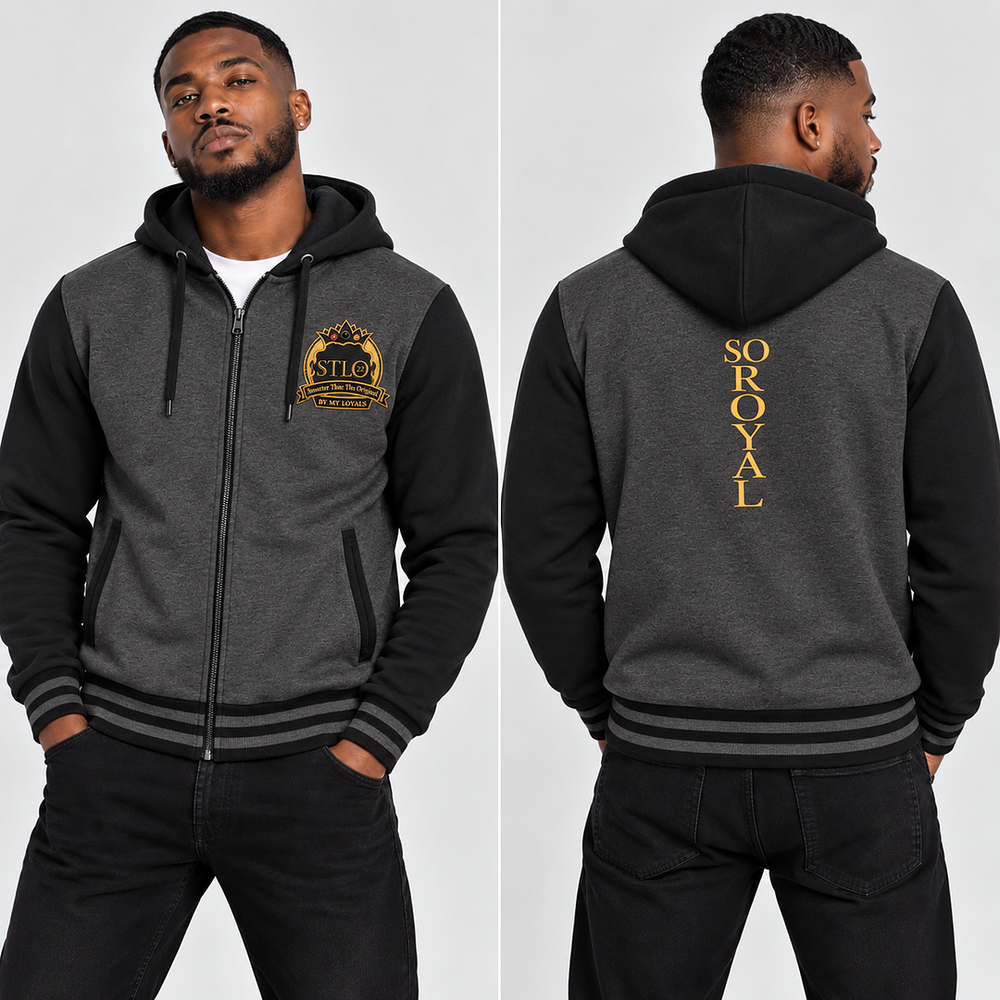 SmarterMan Zip Hoodie — 'So Royal' Gold Logo Embroidered Jacket