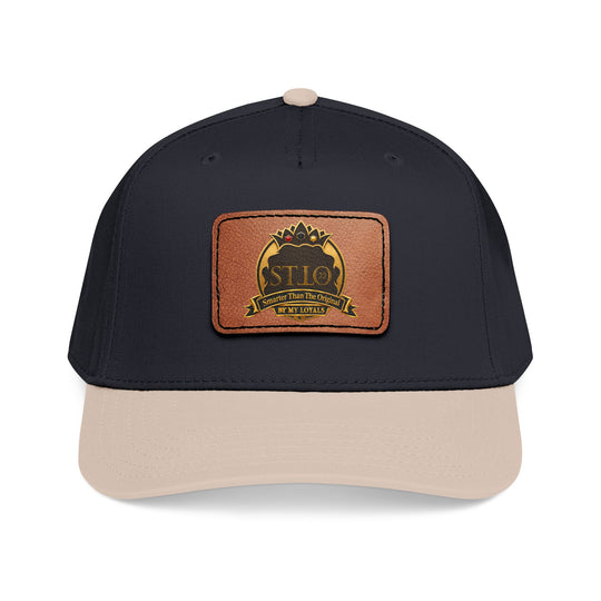 Leather Patch Baseball Cap — Vintage Outdoor Logo Mid-Profile Hat