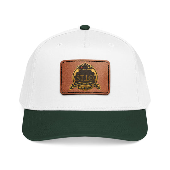 Leather Patch Baseball Cap — Vintage Outdoor Logo Mid-Profile Hat