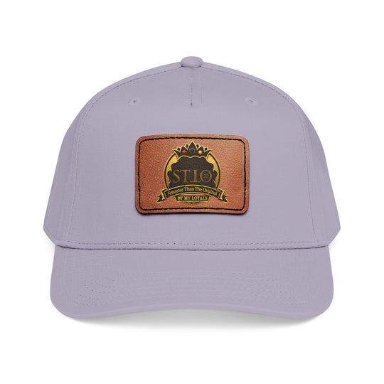 Leather Patch Baseball Cap — Vintage Outdoor Logo Mid-Profile Hat