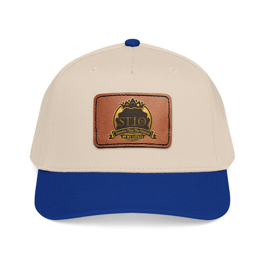 Leather Patch Baseball Cap — Vintage Outdoor Logo Mid-Profile Hat