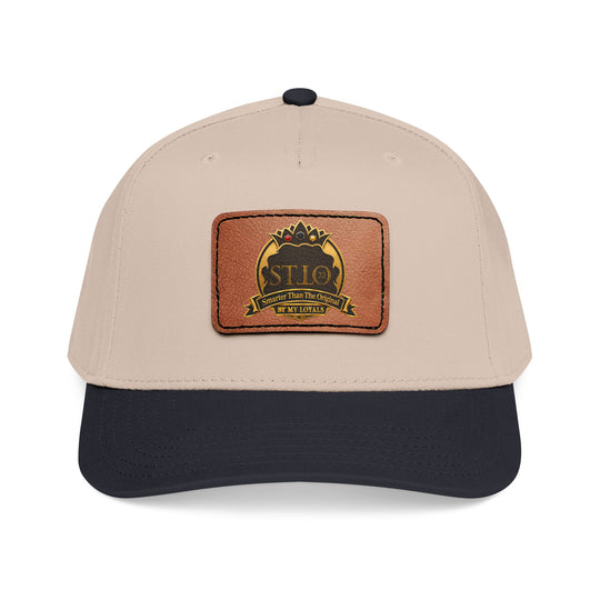 Leather Patch Baseball Cap — Vintage Outdoor Logo Mid-Profile Hat