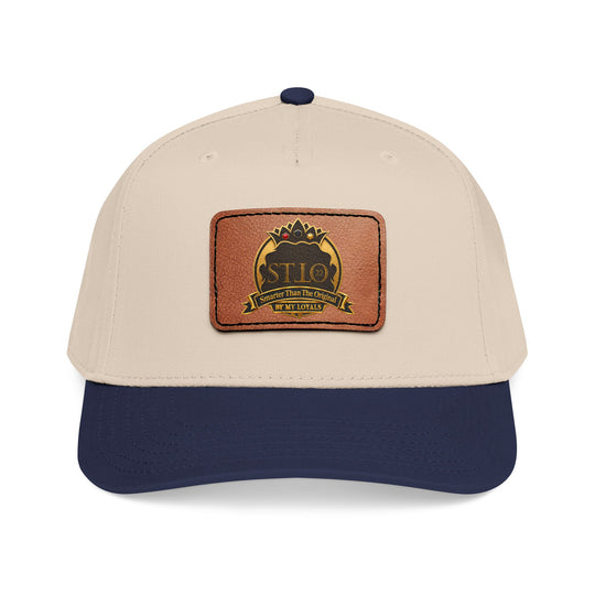 Leather Patch Baseball Cap — Vintage Outdoor Logo Mid-Profile Hat