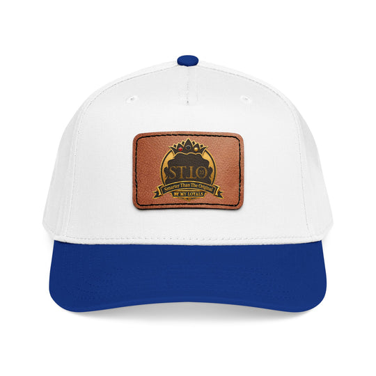 Leather Patch Baseball Cap — Vintage Outdoor Logo Mid-Profile Hat