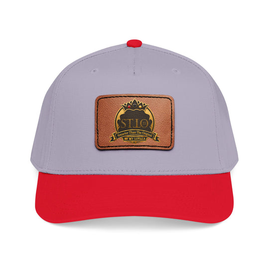 Leather Patch Baseball Cap — Vintage Outdoor Logo Mid-Profile Hat