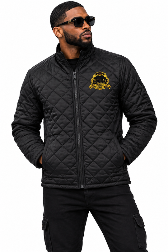 Quilted Jacket — Embroidered Gold Crest Men's Full-Zip