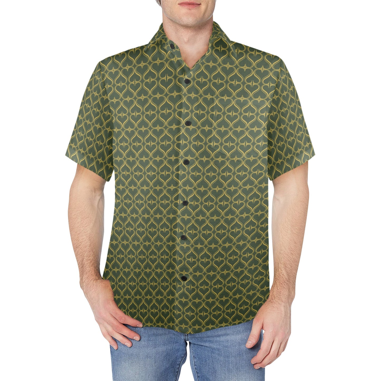 SmarterMans Green hearted short sleeve shirt