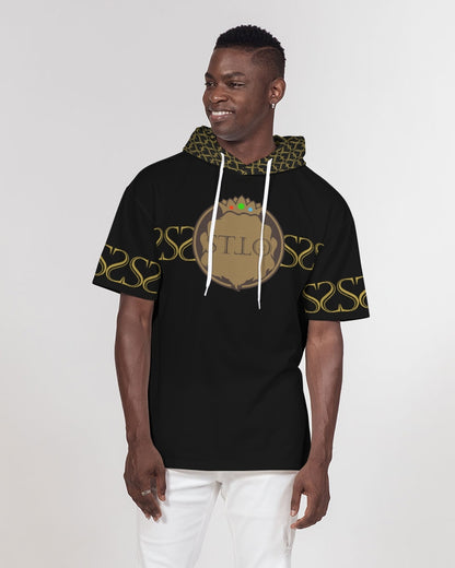 Black Golden heart lion king Heavyweight Short Sleeve Hoodie