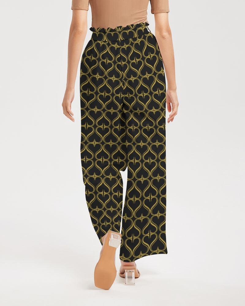 Black Golden Heart  Women's High-Rise Wide Leg Pants