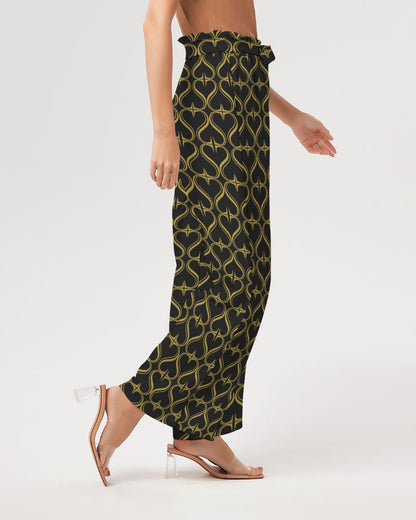 Black Golden Heart  Women's High-Rise Wide Leg Pants