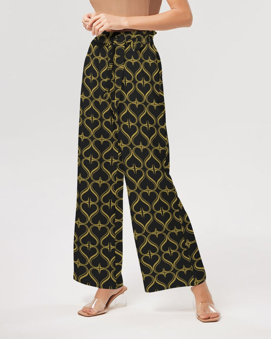 Black Golden Heart  Women's High-Rise Wide Leg Pants