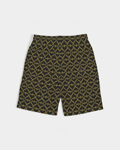 black Golden Hearts Boys Swim Trunk